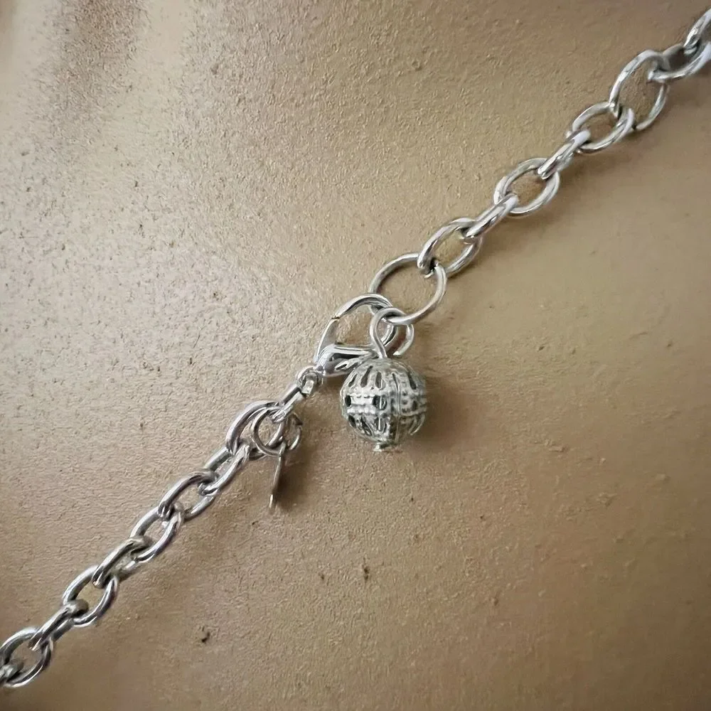 Premier Designs Bauble On Necklace Silver Plated Faux Pearl Filigree Beads
